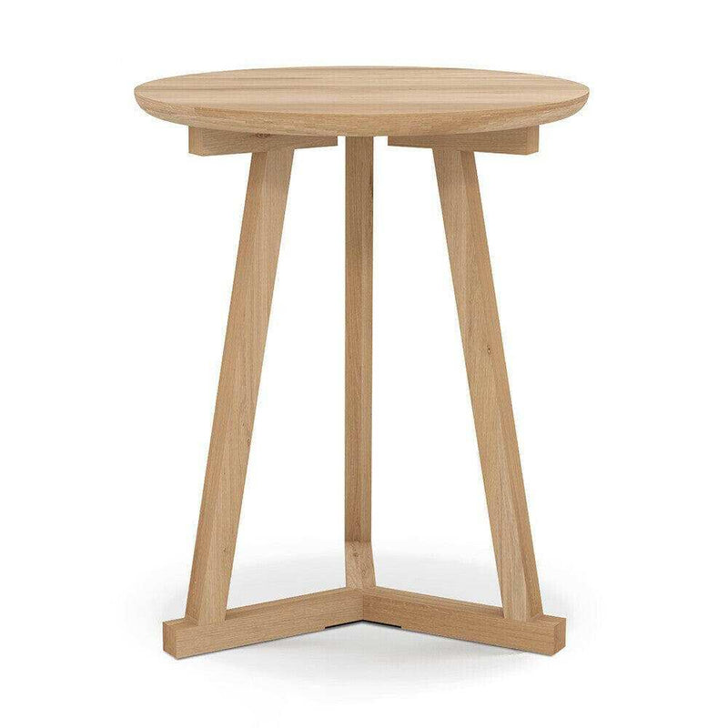 Ethnicraft Side Table Tripod design in natural solid European oak with triangular base