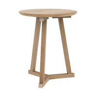 Ethnicraft Side Table tripod design made of natural solid European oak with a round top and three-legged base