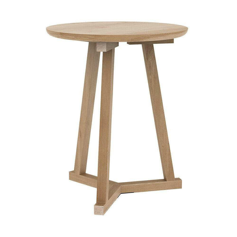 Ethnicraft Side Table tripod design made of natural solid European oak with a round top and three-legged base