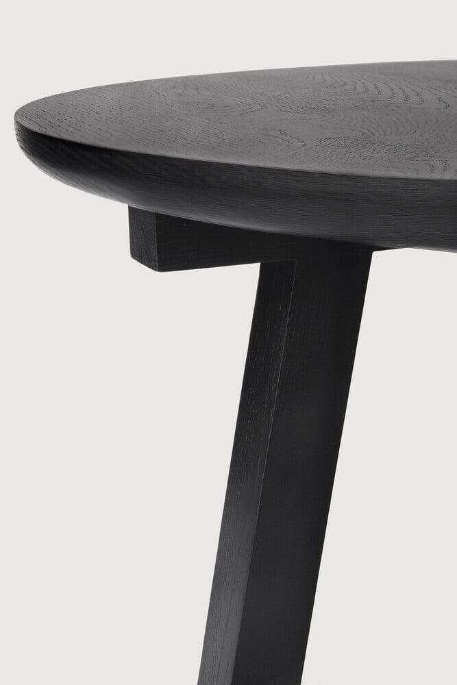 Black Ethnicraft Tripod side table made from solid European oak with a round top and three legs