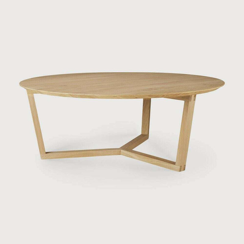 Ethnicraft Tripod Coffee Table in natural solid European oak with unique three-legged base design