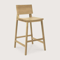 Ethnicraft N3 Kitchen Counter Stool in natural oak wood with backrest and hardwax oil finish