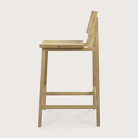 Side view of Ethnicraft N3 Kitchen Counter Stool made from natural oak with hardwax oil finish