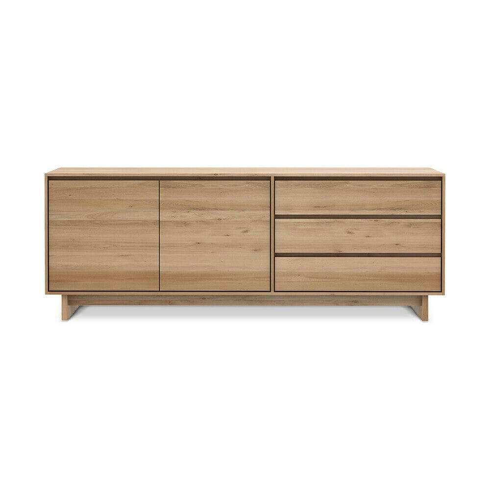 Ethnicraft Wave Sideboard large natural oak wood with 2 doors and 3 drawers modern storage furniture