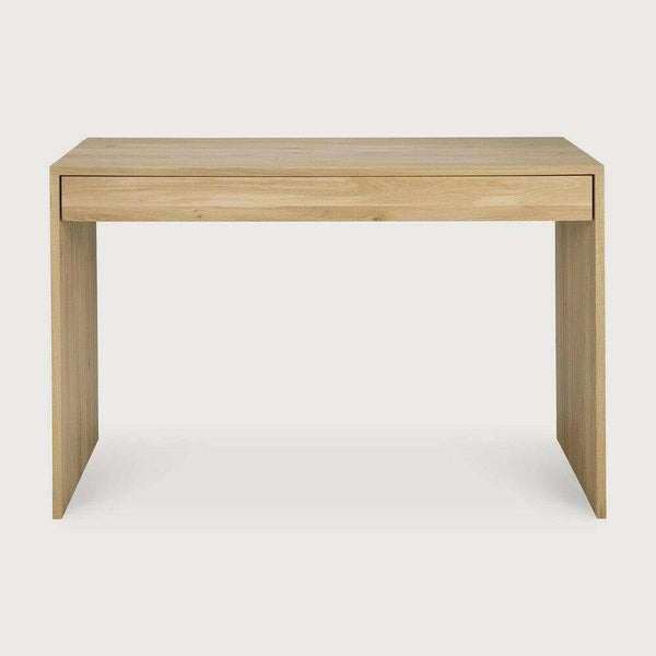Ethnicraft Wave Desk in natural solid oak with one drawer and clean handle-free design
