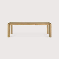 Ethnicraft Dining Table Slice extendable solid natural oak wood with seamless grain pattern