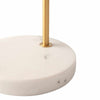 Close-up of Remi Desk Lamp base featuring white marble with antique brass stem in Mid-Century Modern style