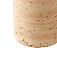 Close-up of the travertine base of the Soren Desk Lamp showing natural texture and tone.