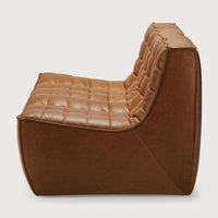 Ethnicraft Sofa N701 2 Seater in Old Saddle full aniline leather with tufted cushions and hardwood frame side view