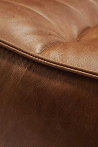Close-up of Ethnicraft Sofa N701 3 Seater in Old Saddle full aniline leather upholstery.