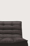 Dark grey Ethnicraft Sofa N701 two-seater with tufted upholstery and cushioned backrest
