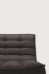 Dark grey Ethnicraft Sofa N701 two-seater with tufted upholstery and cushioned backrest