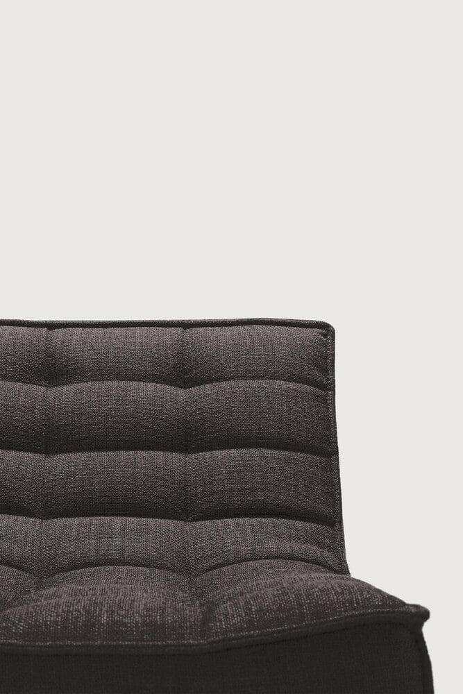 Dark grey Ethnicraft Sofa N701 two-seater with tufted upholstery and cushioned backrest