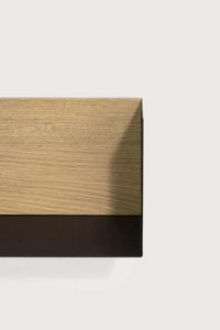 Ethnicraft Black Oak U Shelf medium with solid oak and black metal finish, minimalist wall-mounted design