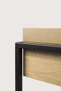 Ethnicraft Oak Monolit side table with solid oak and black metal frame detail