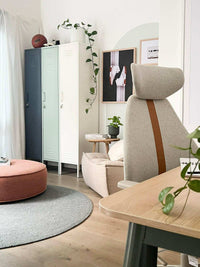 Mustard Made Locker Skinny Slate in modern home office with plants and cozy furniture