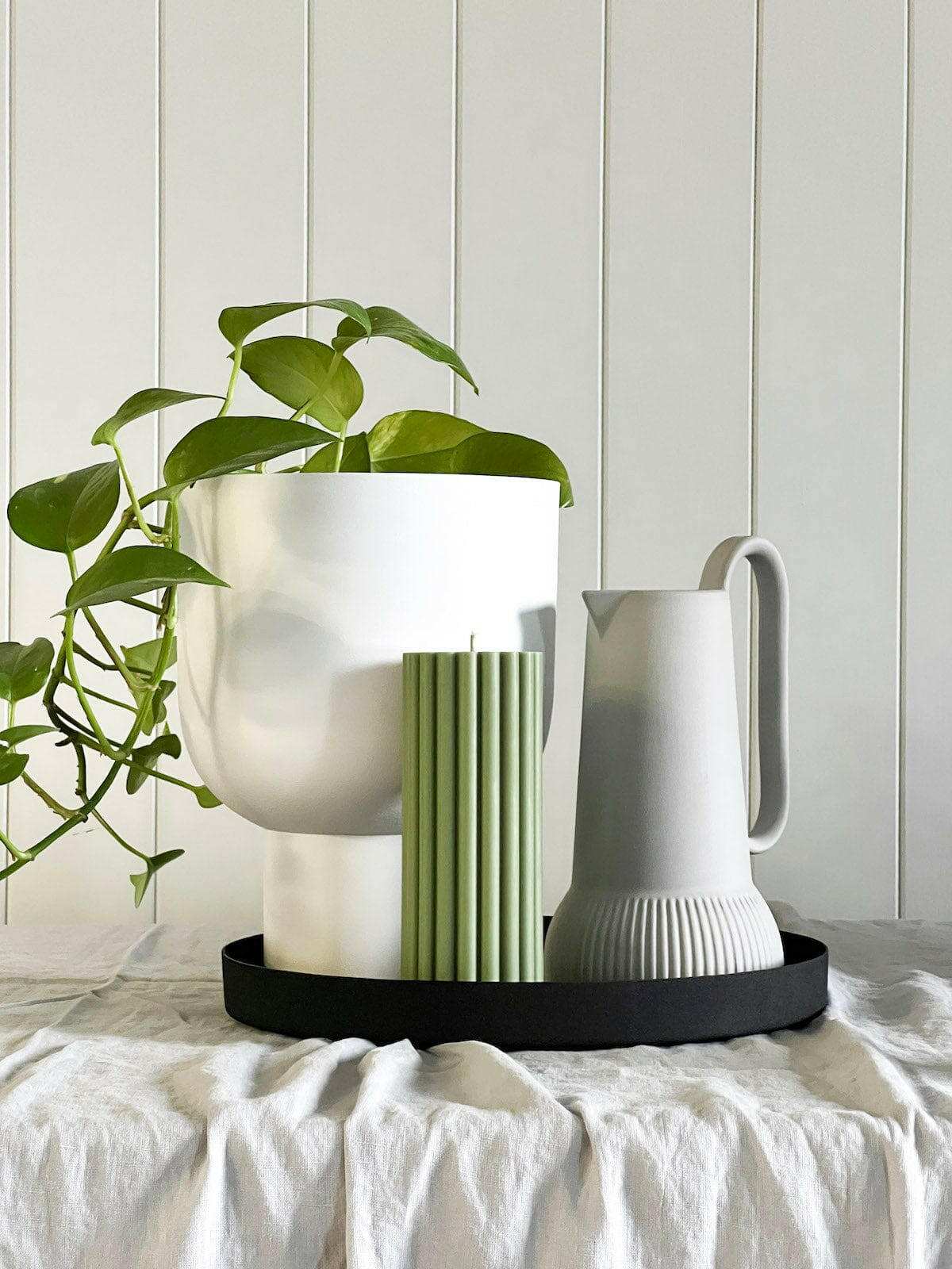 L&M Home Tray L&M Home Mona Round Tray - Black (6661685674172)