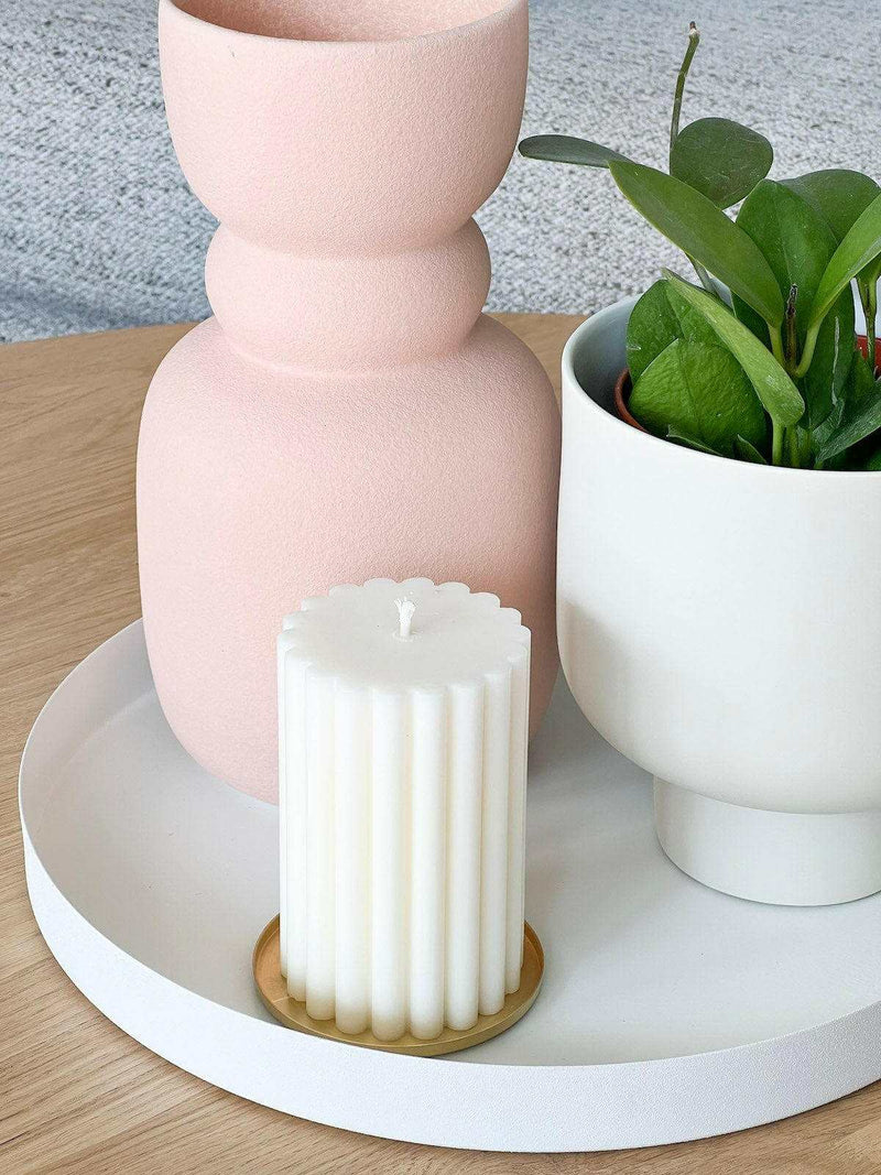 L&M Home Tray L&M Home Mona Round Tray - Chalk (6661688164540)