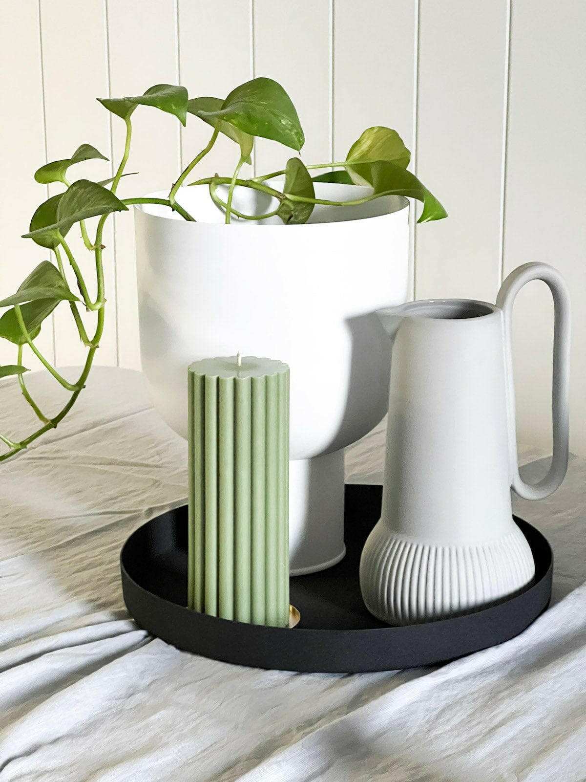 L&M Home Tray L&M Home Mona Round Tray - Black (6661685674172)