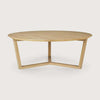 Ethnicraft Tripod Coffee Table in natural oak with solid European oak construction and tripod base design.