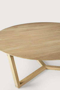 Ethnicraft Tripod Coffee Table in natural oak with solid European oak top and tripod base design