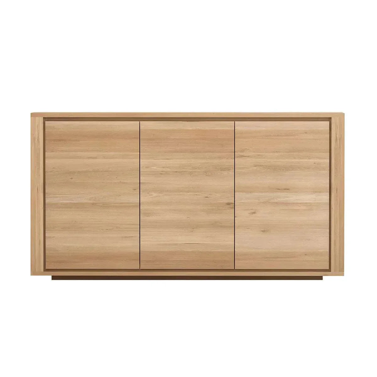 Ethnicraft Oak Shadow Sideboard in natural solid European oak with three doors and minimalist design