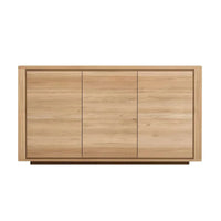 Ethnicraft Oak Shadow Sideboard in natural solid European oak with three doors and minimalist design