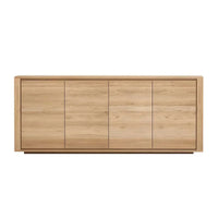 Ethnicraft Oak Shadow Sideboard made from solid European natural oak with four doors and minimalist design