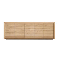 Ethnicraft Oak Shadow Sideboard in natural solid European oak with five doors and a minimalist design