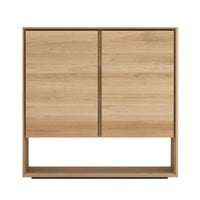 Ethnicraft Nordic Sideboard in natural oak with 2 doors, solid European oak, minimalist design, 800x400x780mm.