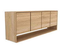 Ethnicraft Nordic Sideboard in natural solid oak with 4 doors and open shelf, minimalist design