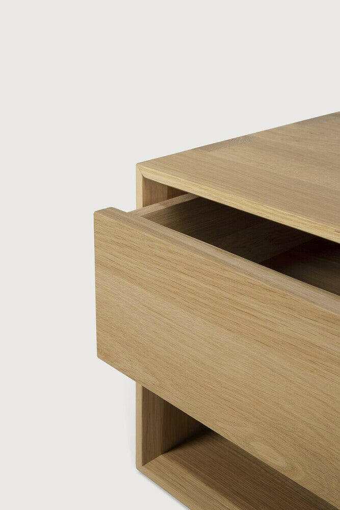 Ethnicraft Nordic Coffee Table in natural oak with one drawer, made from solid European oak.
