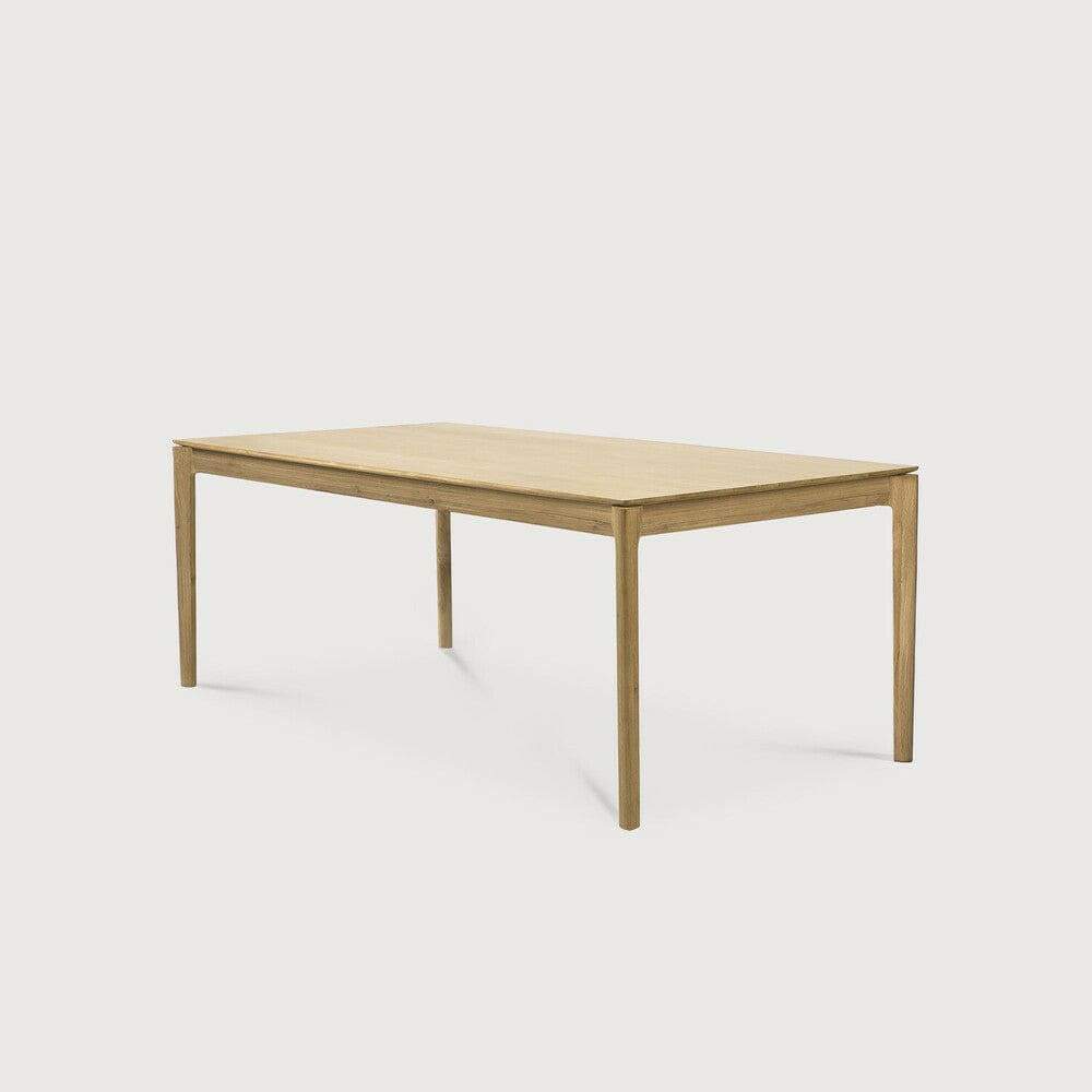 Ethnicraft Bok Extendable Dining Table in natural oak with sleek, solid European oak construction and minimalist design