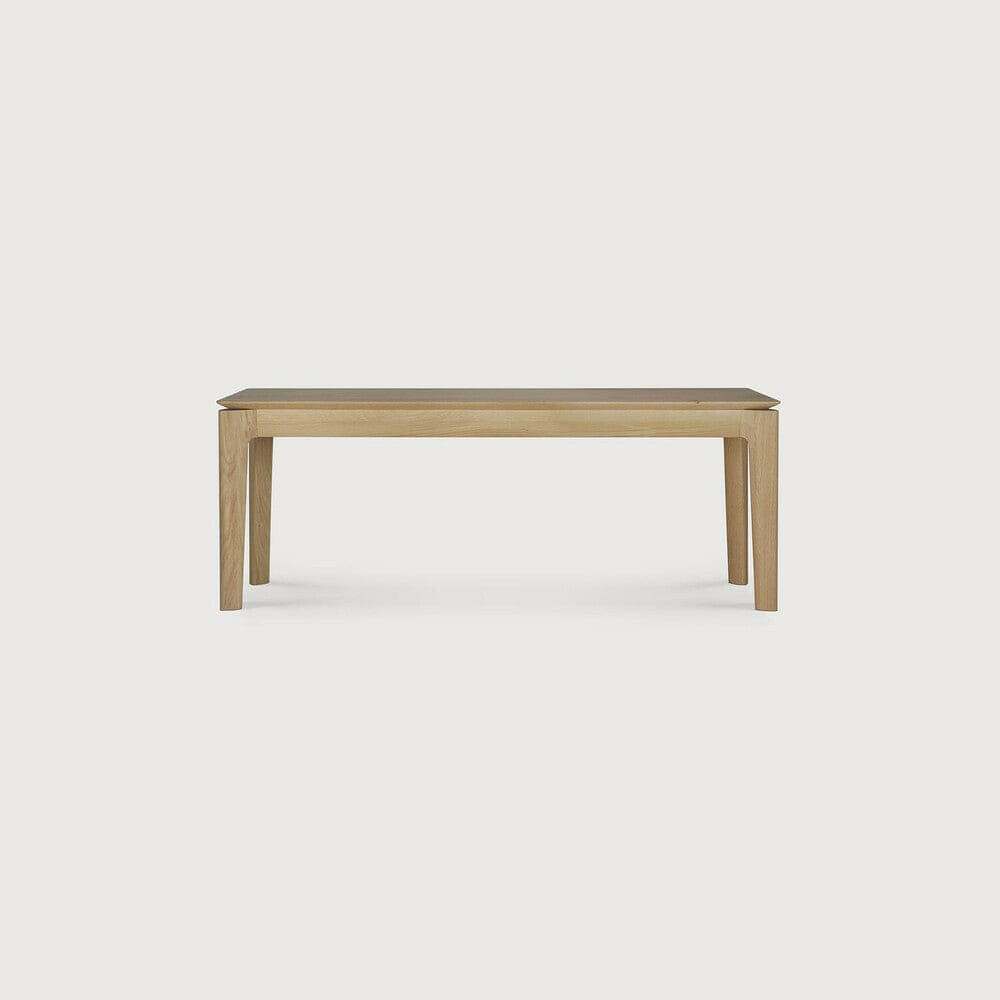Ethnicraft Bok Bench made of natural oak with a minimalist design and solid European oak construction.