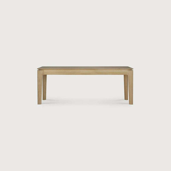 Ethnicraft Bok Bench made of natural oak with a minimalist design and solid European oak construction.