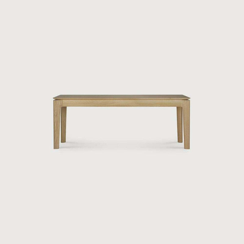 Ethnicraft Bok Bench made of natural oak with a minimalist design and solid European oak construction.