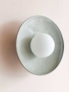 Robert Gordon Dish Wall Sconce ceramic wall light with round dish and ball globe in light grey finish