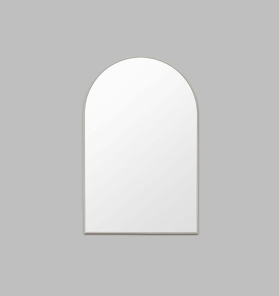 Middle of Nowhere Bjorn Arch oversized modern arched mirror with minimal frame on gray background