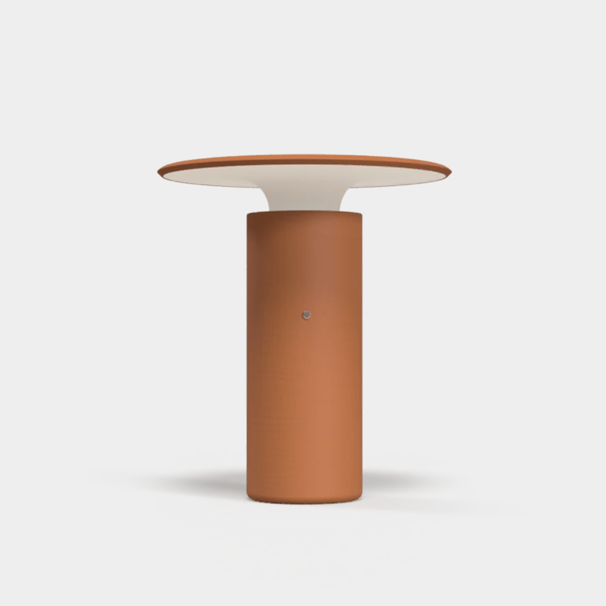 Pott Nais Table Lamp in dark terracotta, handmade ceramic rechargeable LED lamp with modern minimalist design.