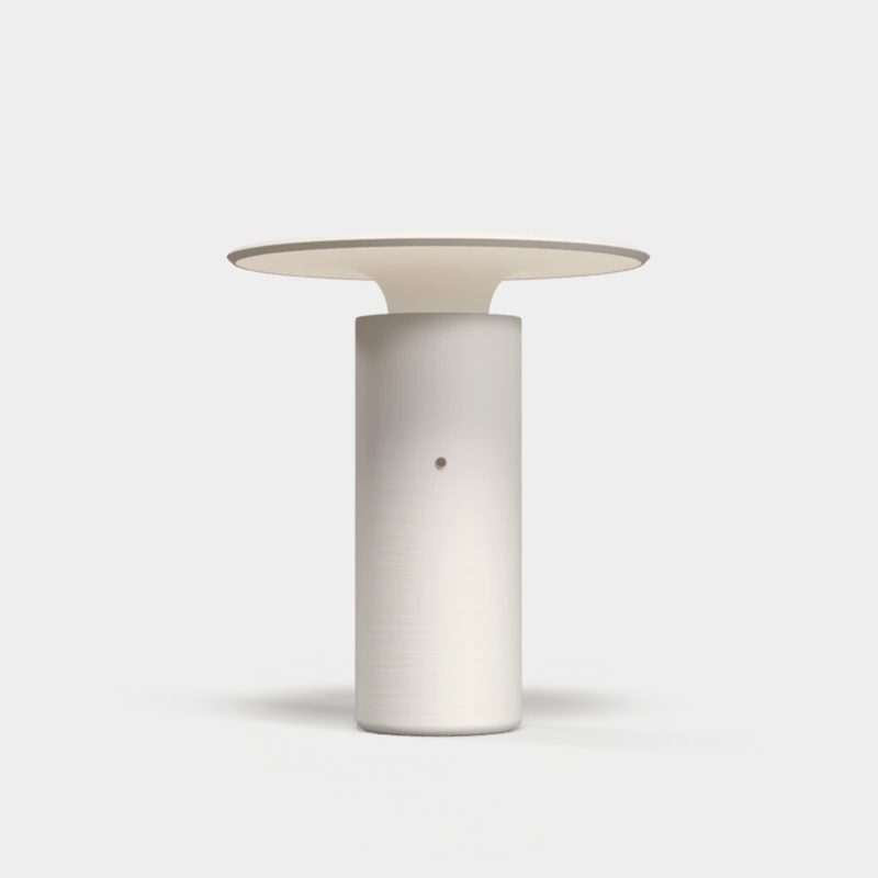 Pott Nais Table Lamp in matte white handmade ceramic with rechargeable LED light and modern minimalist design.