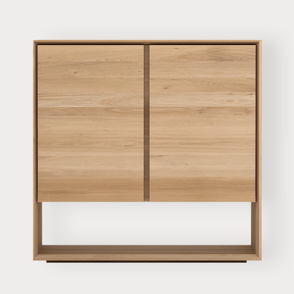 Ethnicraft Nordic Sideboard in natural oak with 2 doors, solid European Oak, minimalist design, 800x400x780mm.