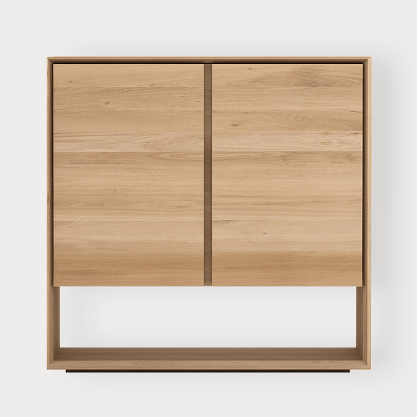 Ethnicraft Nordic Sideboard in natural oak with 2 doors, solid European Oak, minimalist design, 800x400x780mm.