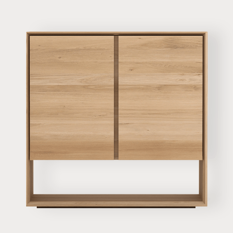 Ethnicraft Nordic Sideboard in natural oak with 2 doors, solid European Oak, minimalist design, 800x400x780mm.