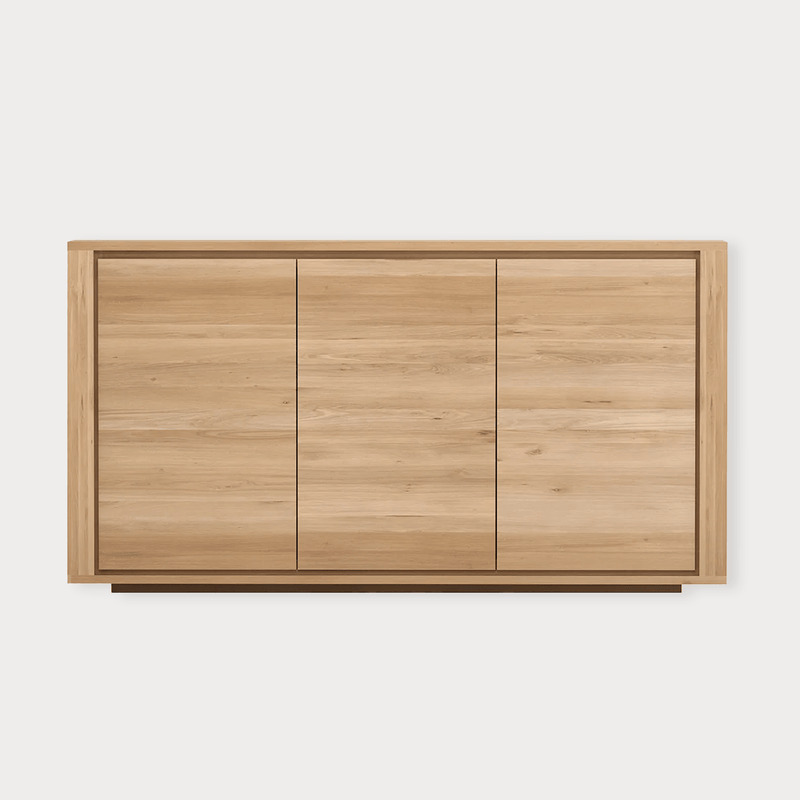 Ethnicraft Oak Shadow Sideboard in natural solid European oak with three doors and minimalist design