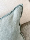 Baya Arcadia Cushion in sage green 100% linen with 1cm flange edge and feather insert, 40x60cm decorative pillow