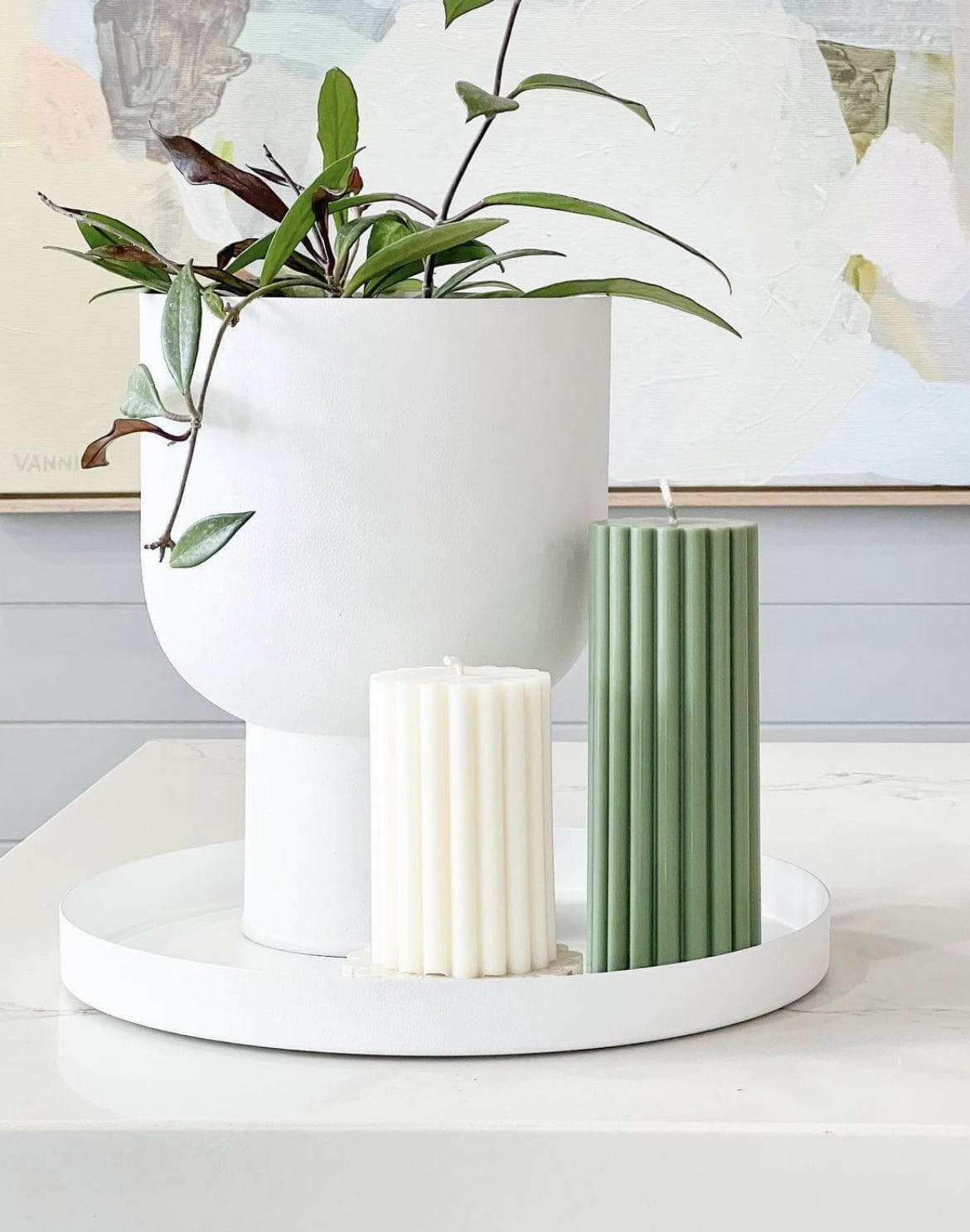 L&M Home Tray L&M Home Mona Round Tray - Chalk (6661688164540)