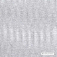 Close-up of Lindeman Snow grey textured Warwick fabric for norsu Design your Own Ottoman upholstery.