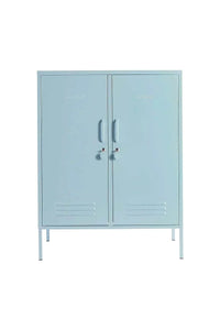 Mustard Made Locker The Midi Ocean blue metal storage cabinet with double doors and locks