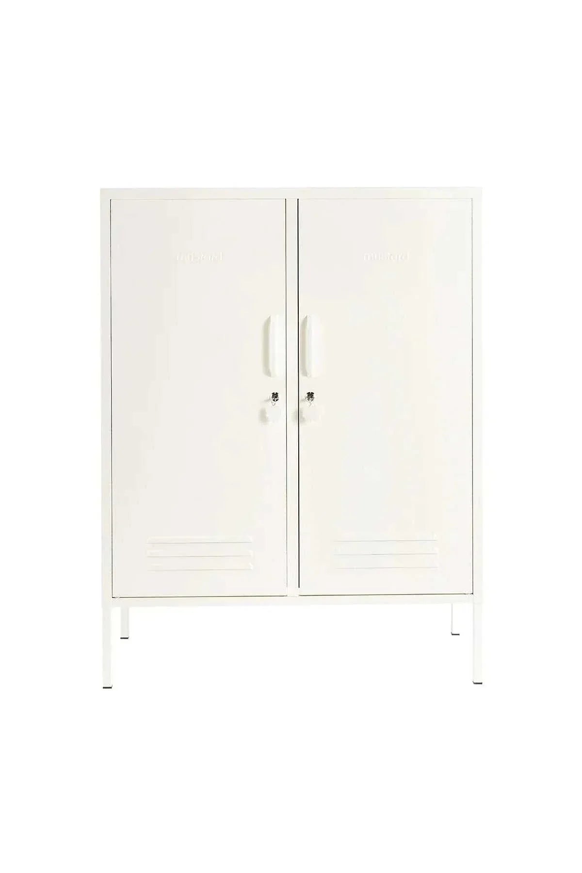 Mustard Made Locker Midi Chalk with two doors, locks, and air vents in soft creamy white finish