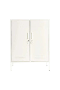 Mustard Made Locker Midi Chalk with two doors, locks, and air vents in soft creamy white finish